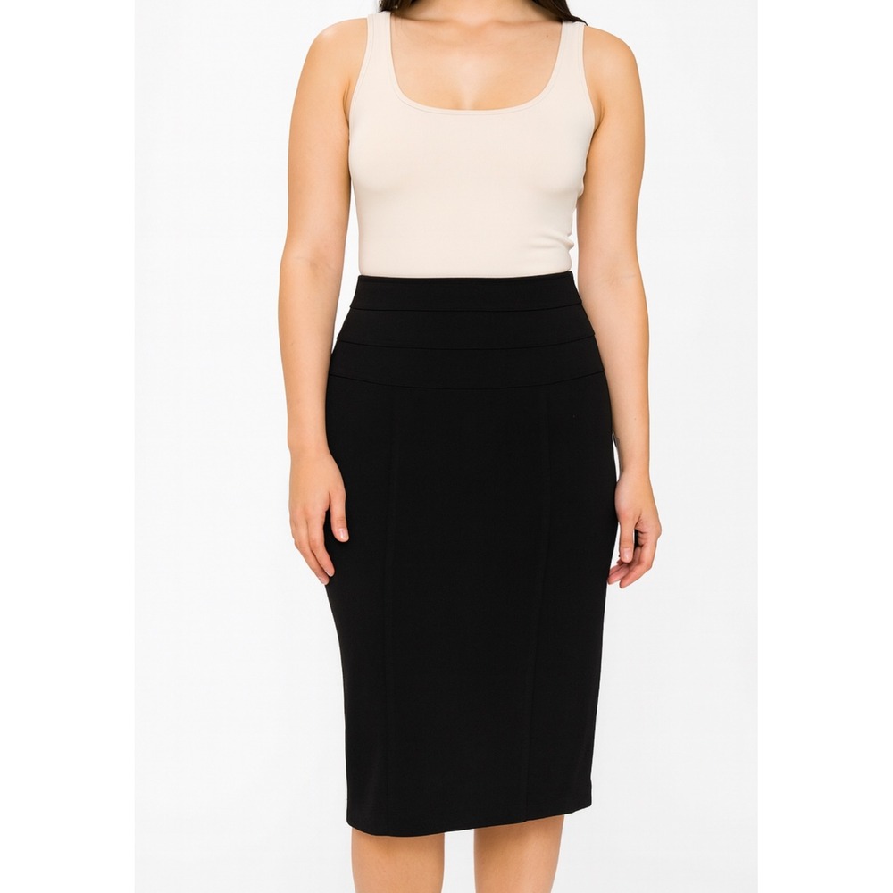 Cabi Black High‎ Waisted Pencil Skirt Knee Length Zipper Back Size 8